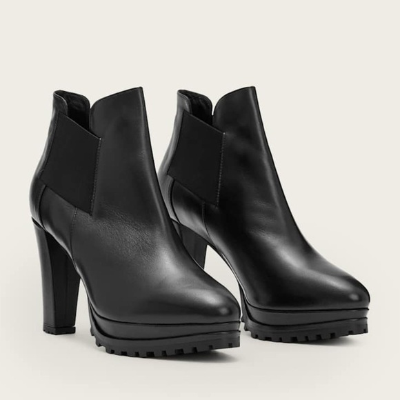 NEW All Saints Sarris Black Leather Platform Chunky Ankle Booties Size 9 - Picture 11 of 11